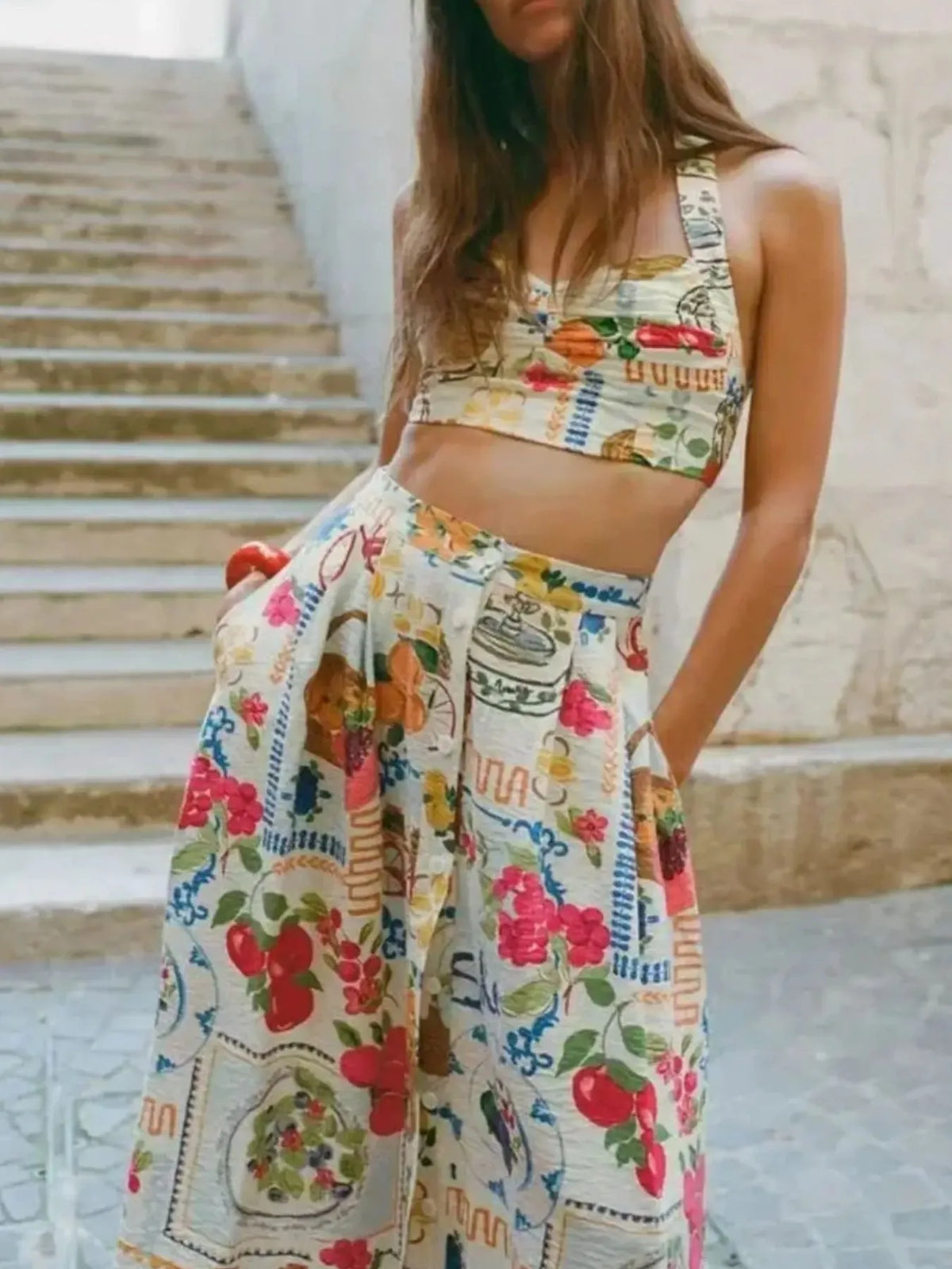 Riviera Glow Printed Cami & Skirt Set