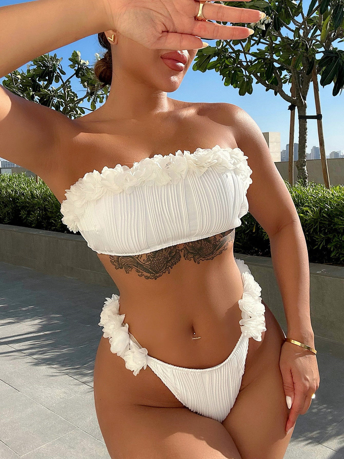 Siren Muse Appliqu¨¦ Tie-Back Bikini Set