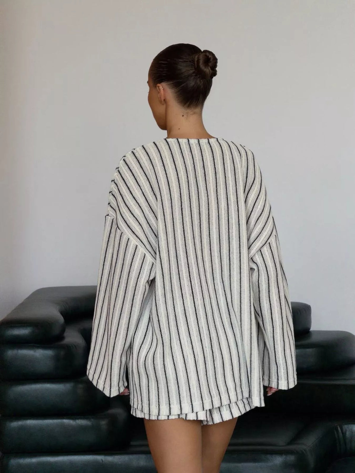 Sunday Muse Striped Tied Top & Shorts Set