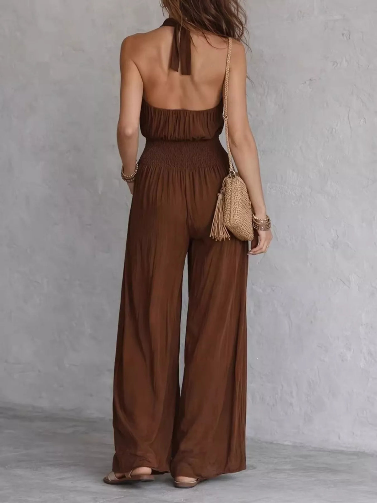 Waterfront Chic Halter Neck Wide-Leg Jumpsuit