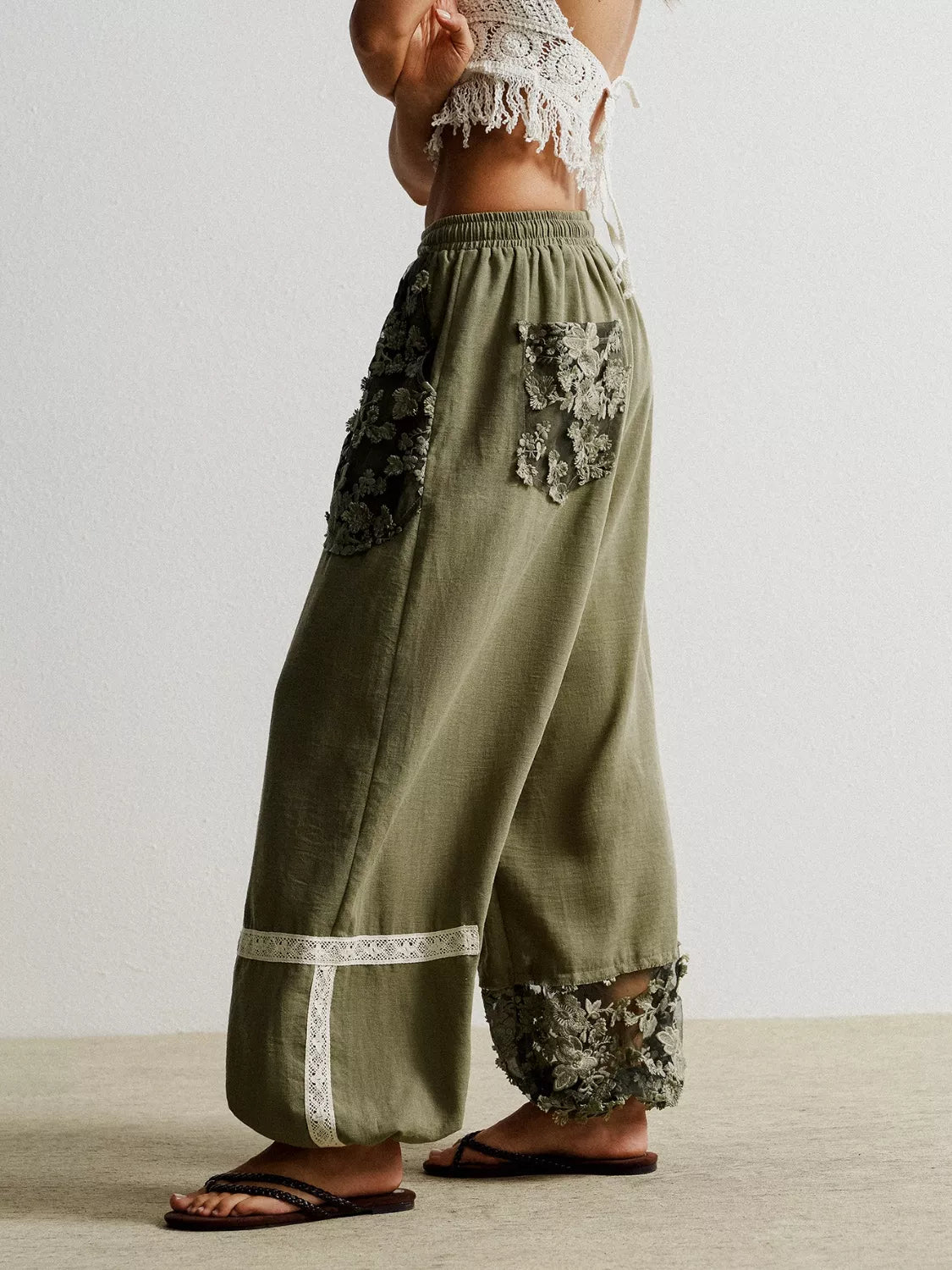 Bohemian Grace Lace Detail Harem Pants
