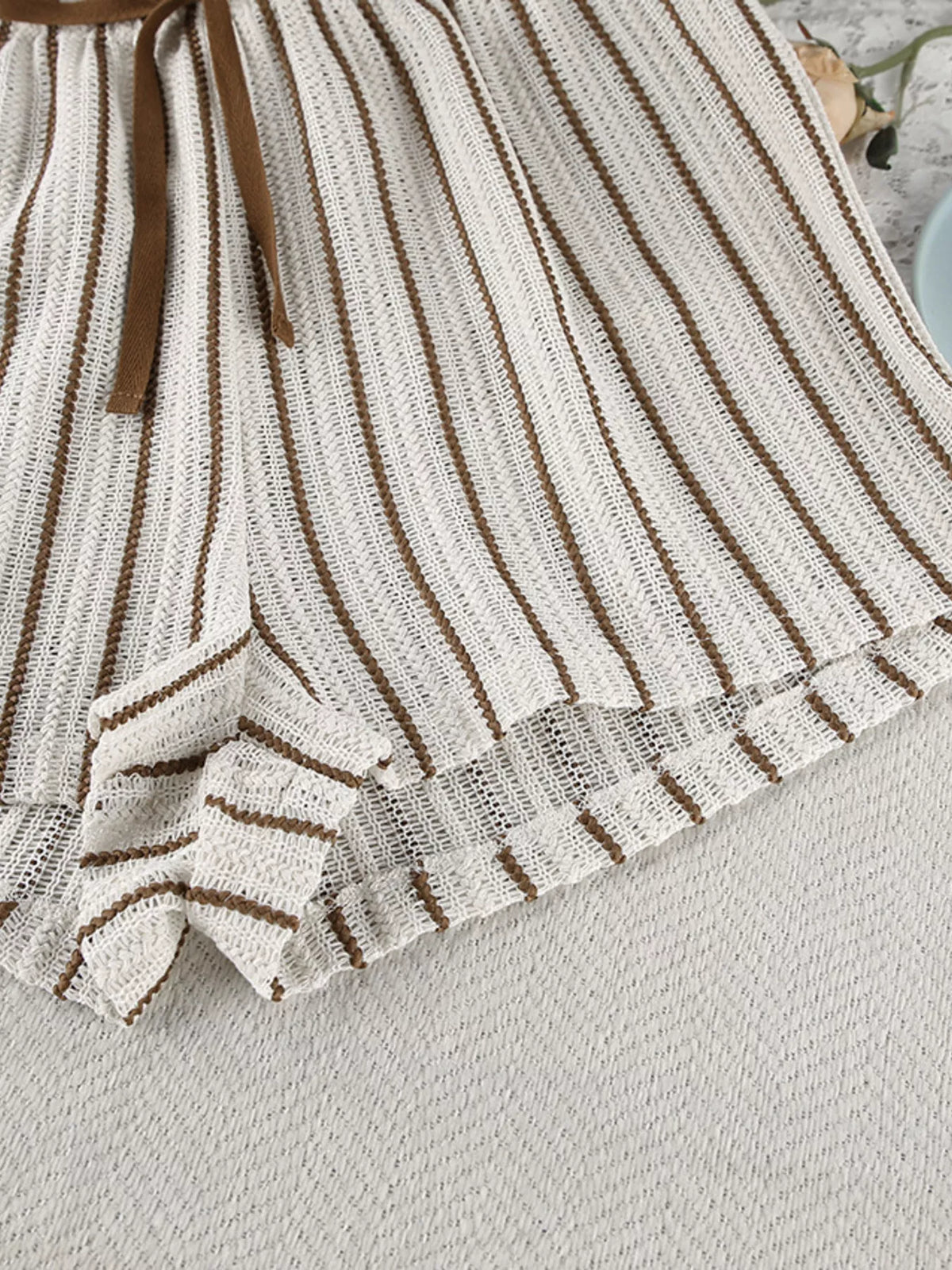 Sunday Muse Striped Tied Top & Shorts Set