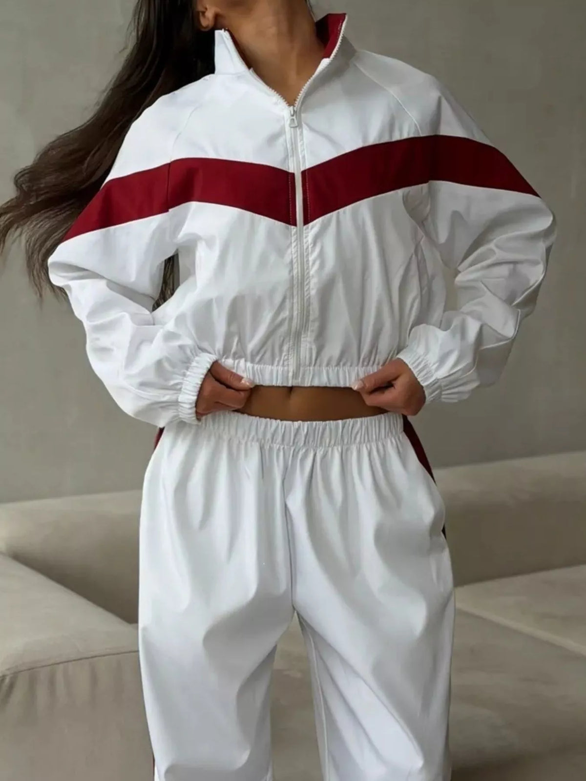 Street Society Color Block Zip Up Top & Pants Set