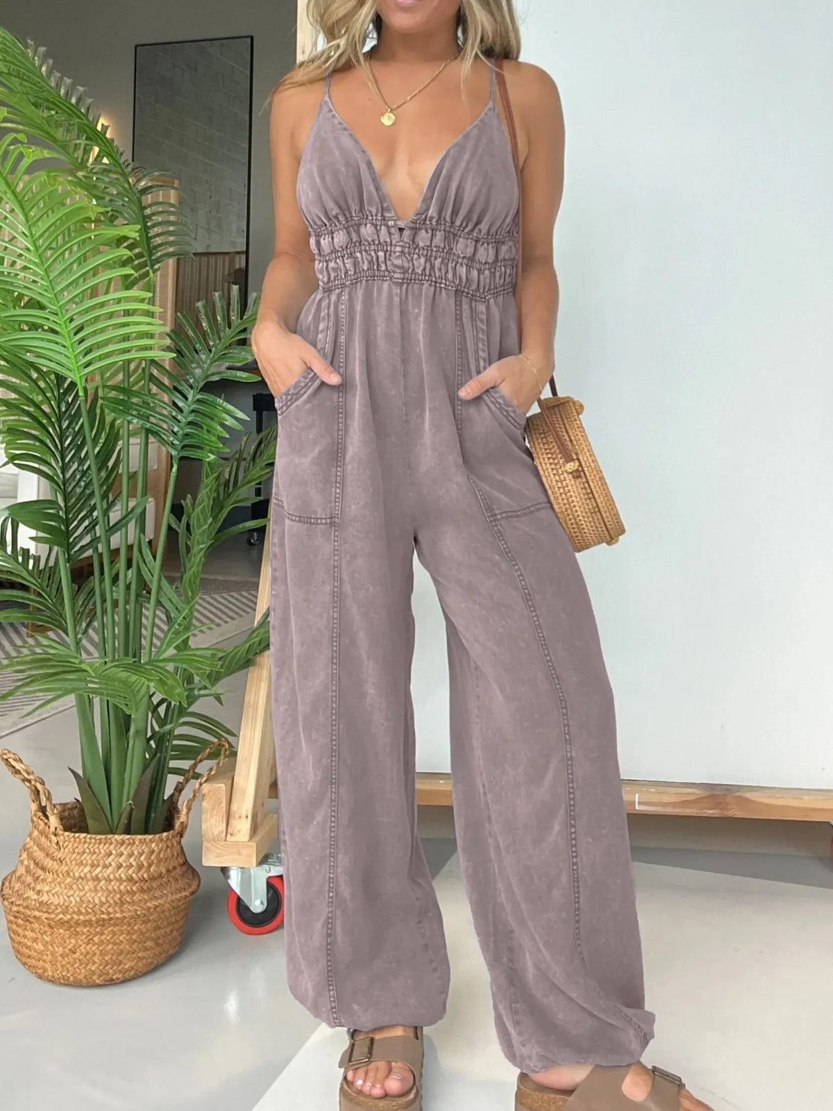 Santorini Breeze Wide-Leg Jumpsuit