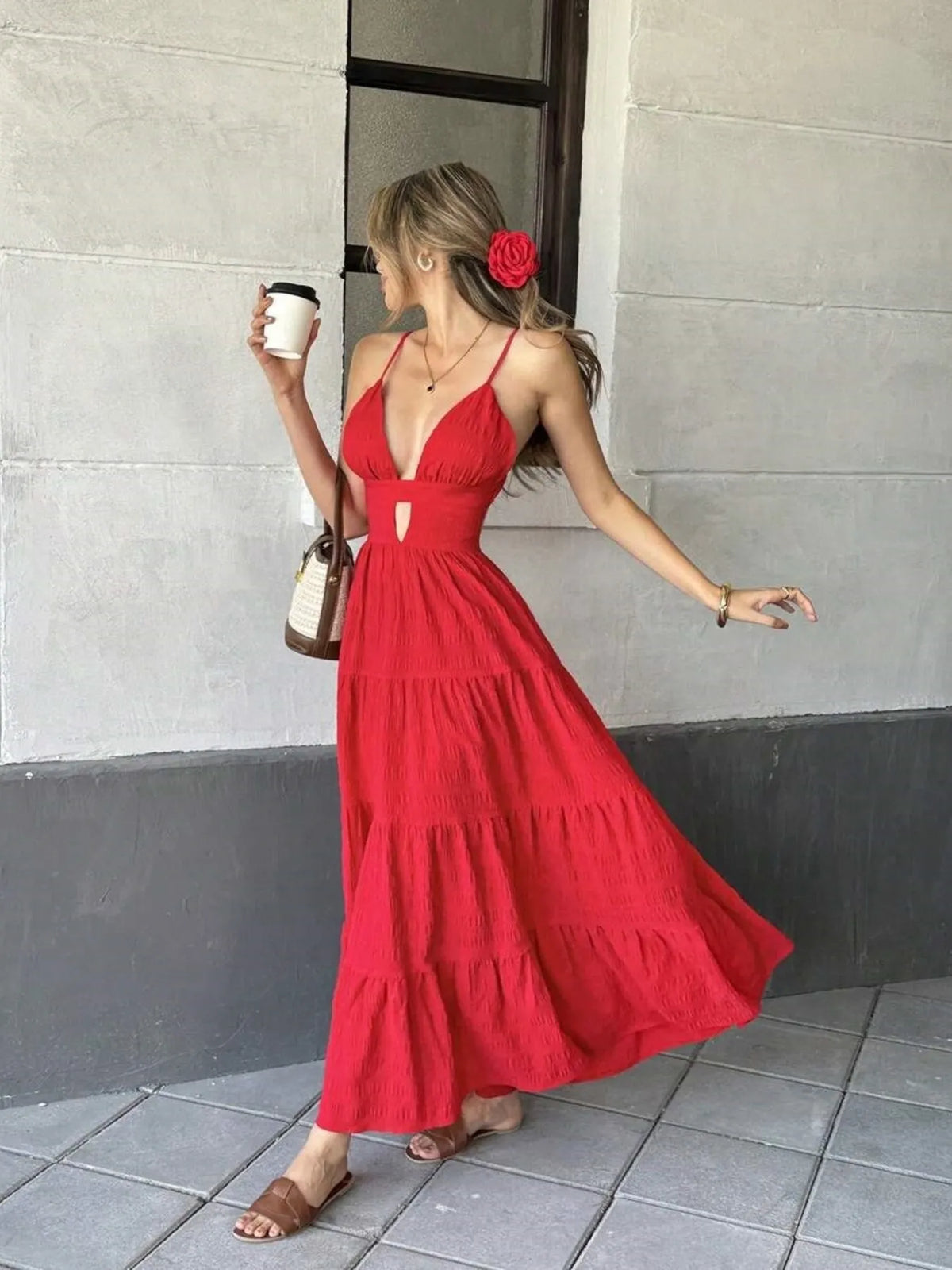 City Allure Tiered Maxi Dress