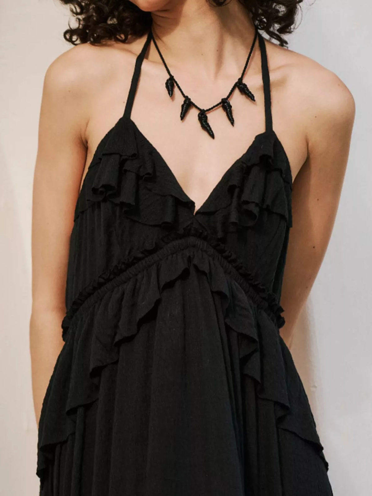 Amalfi Dreams Ruffled Halter Maxi Dress