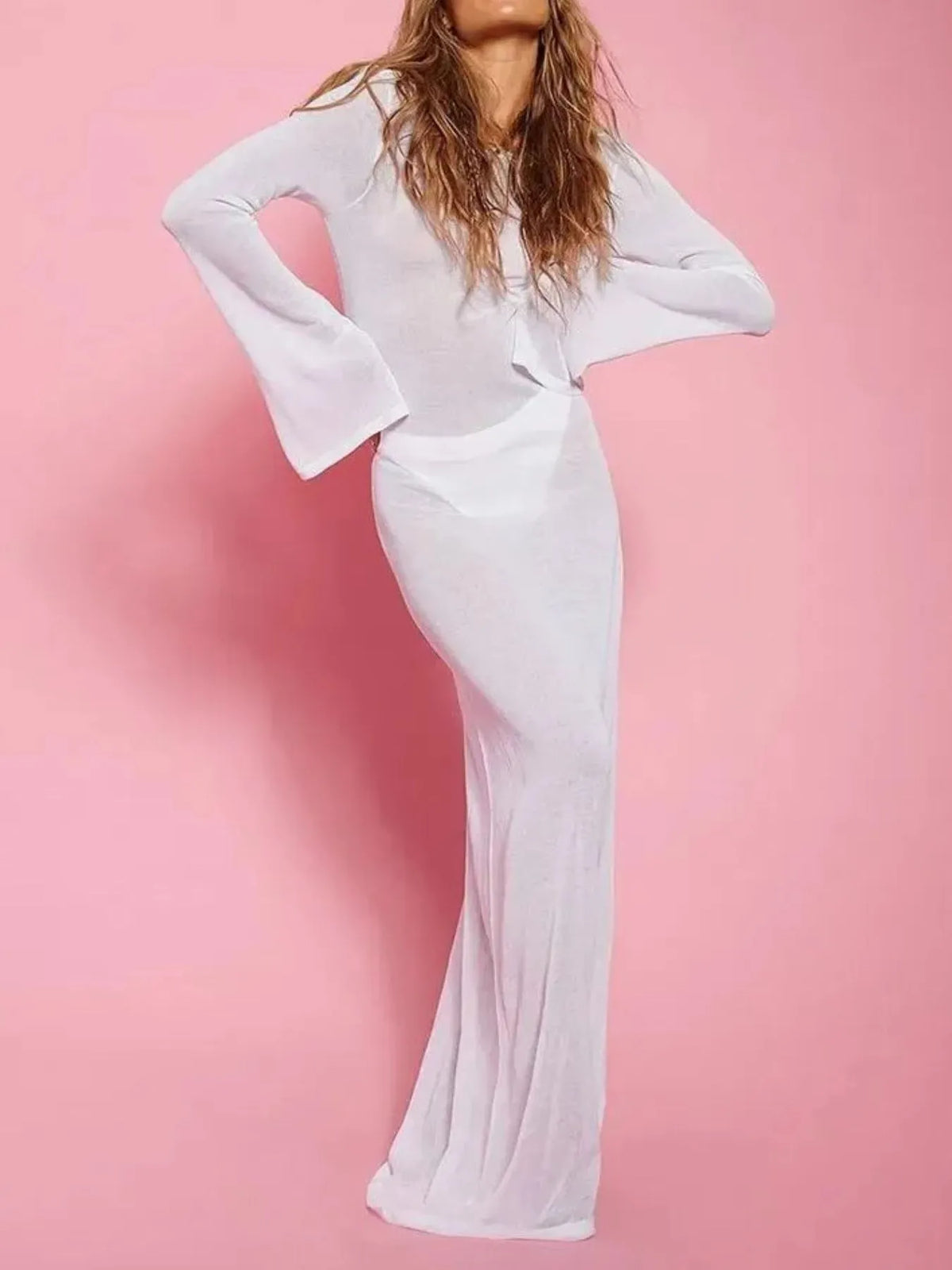 Midnight Drift Backless Maxi Cover-Up