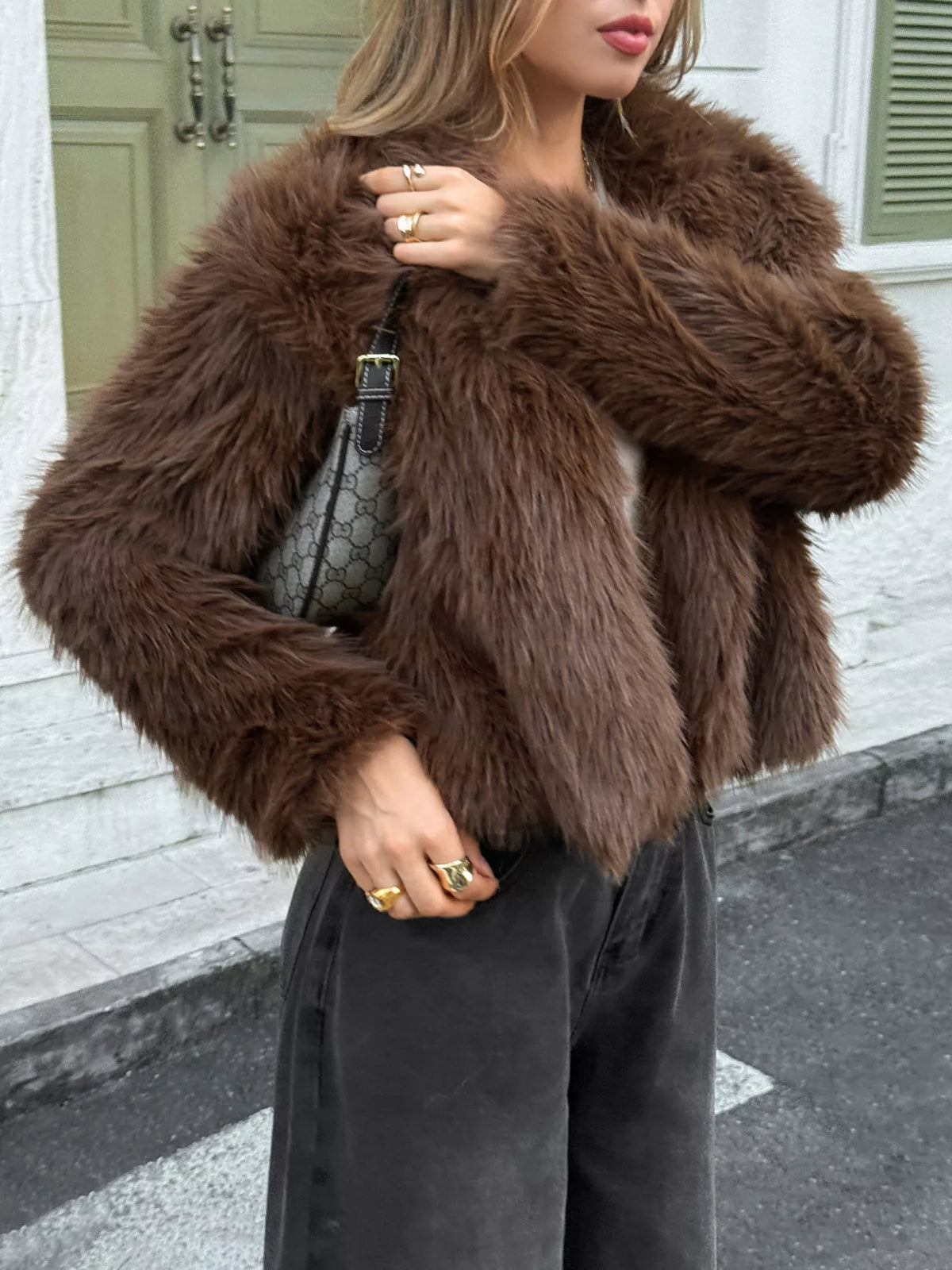 Manhattan Nights Faux Fur Cropped Jacket