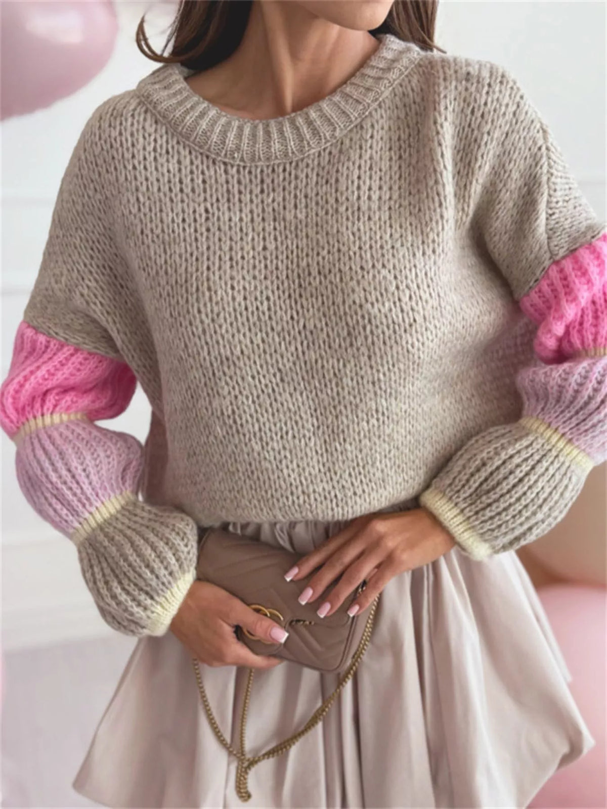 City Contrast Color Block Sweater