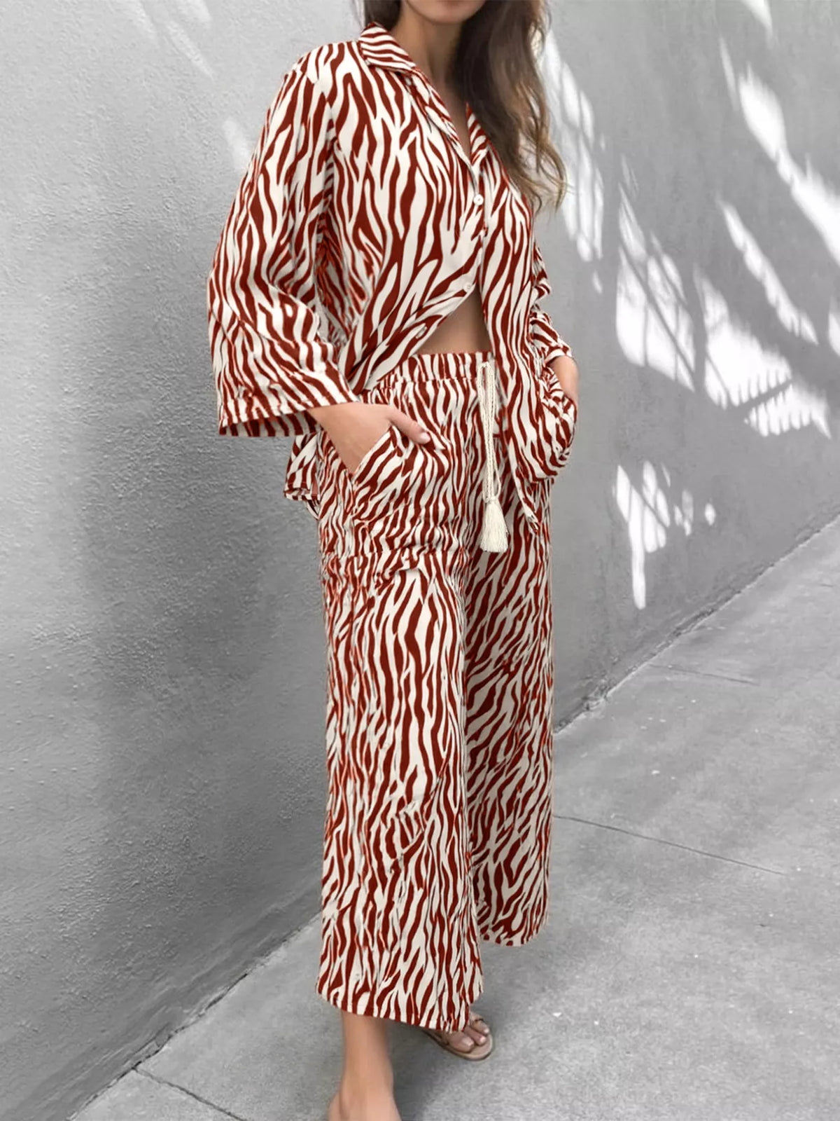 Wild Instinct Zebra Print Top & Pants Set