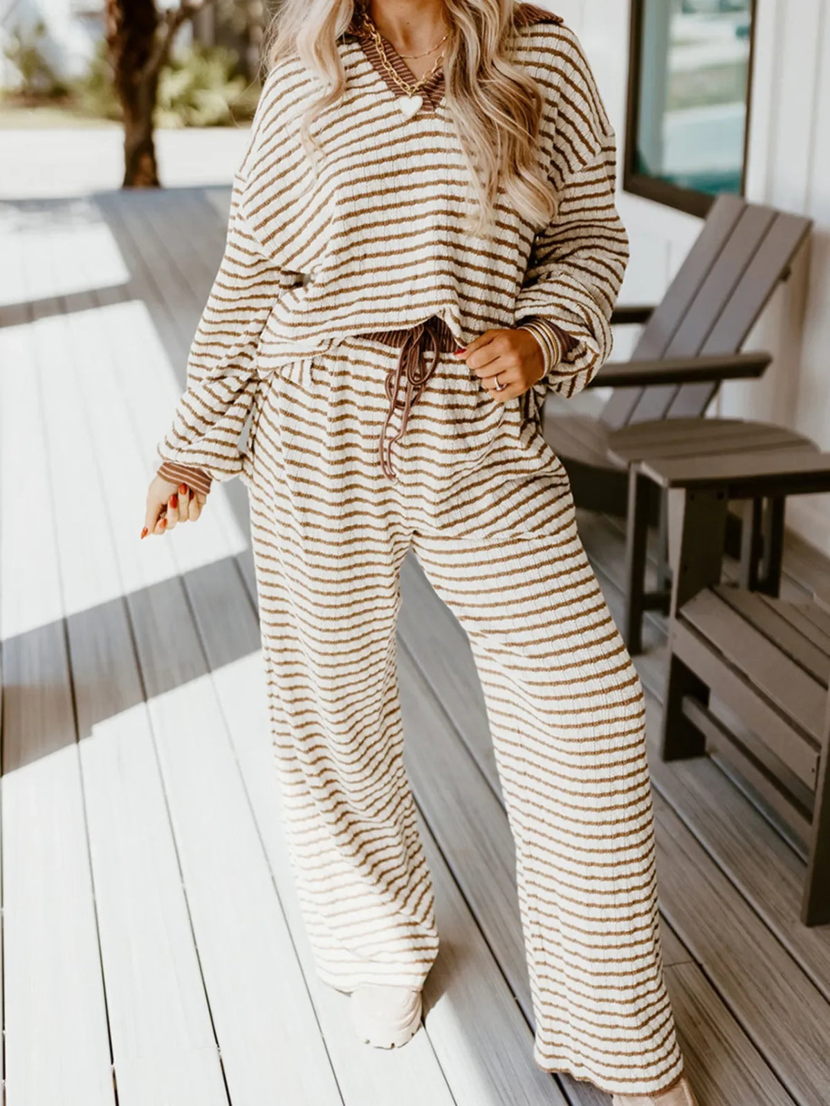 Loft Society Stripe Top & Pant Set