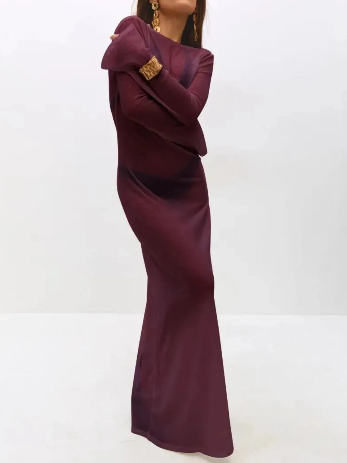 Midnight Drift Backless Maxi Cover-Up