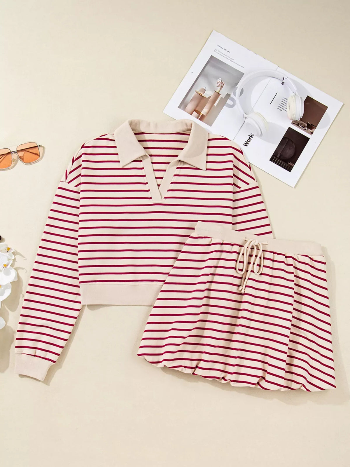 Harbor Breeze Striped Pullover & Bubble Mini Skirt Set