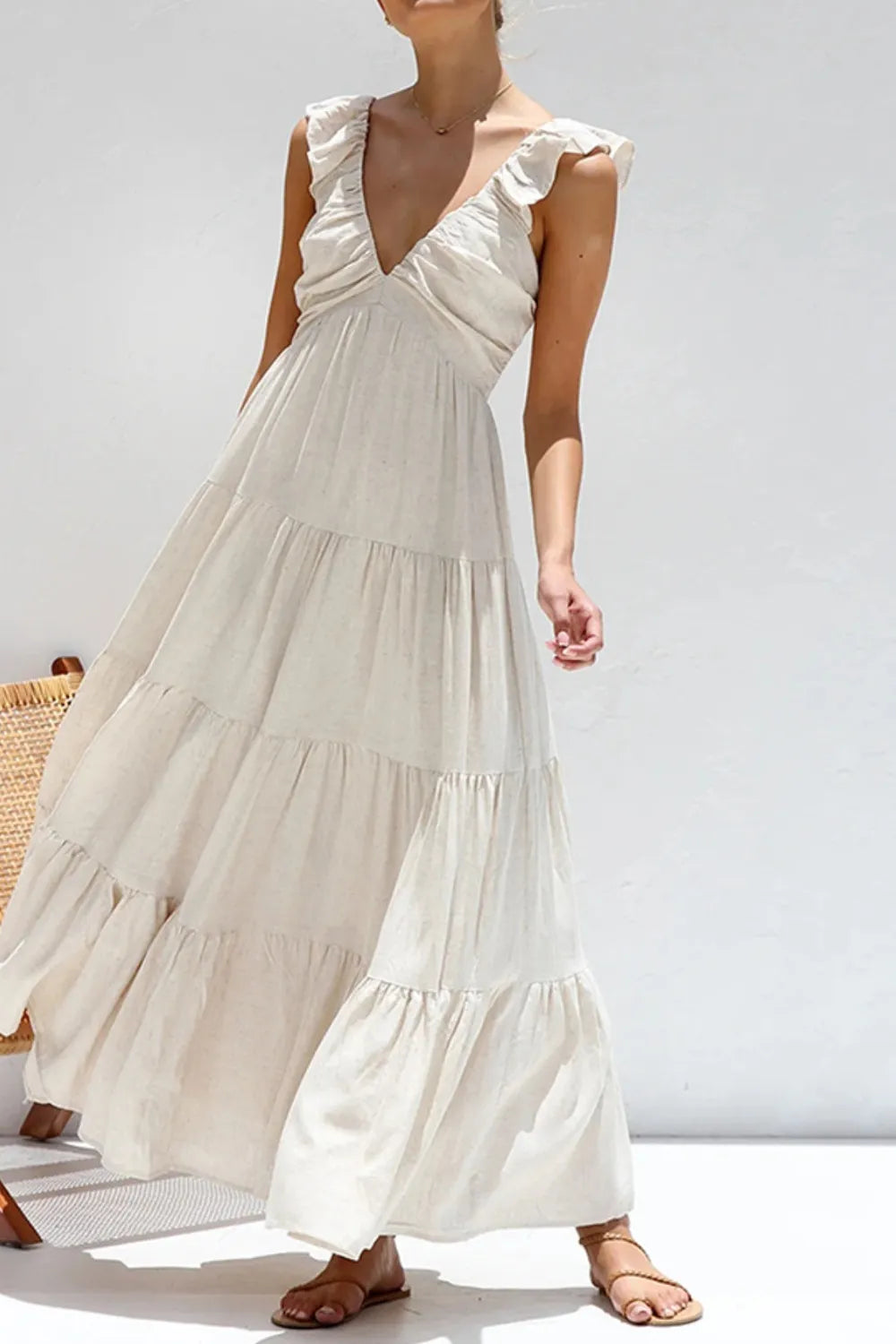 Willow Ruffle V-Neck Tiered Dress