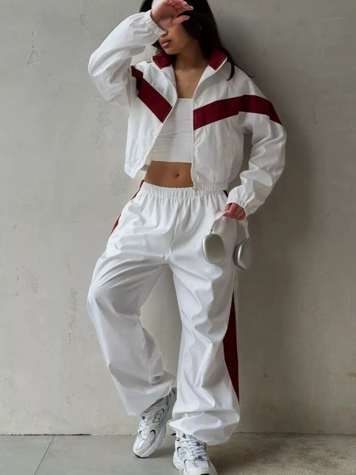 Street Society Color Block Zip Up Top & Pants Set