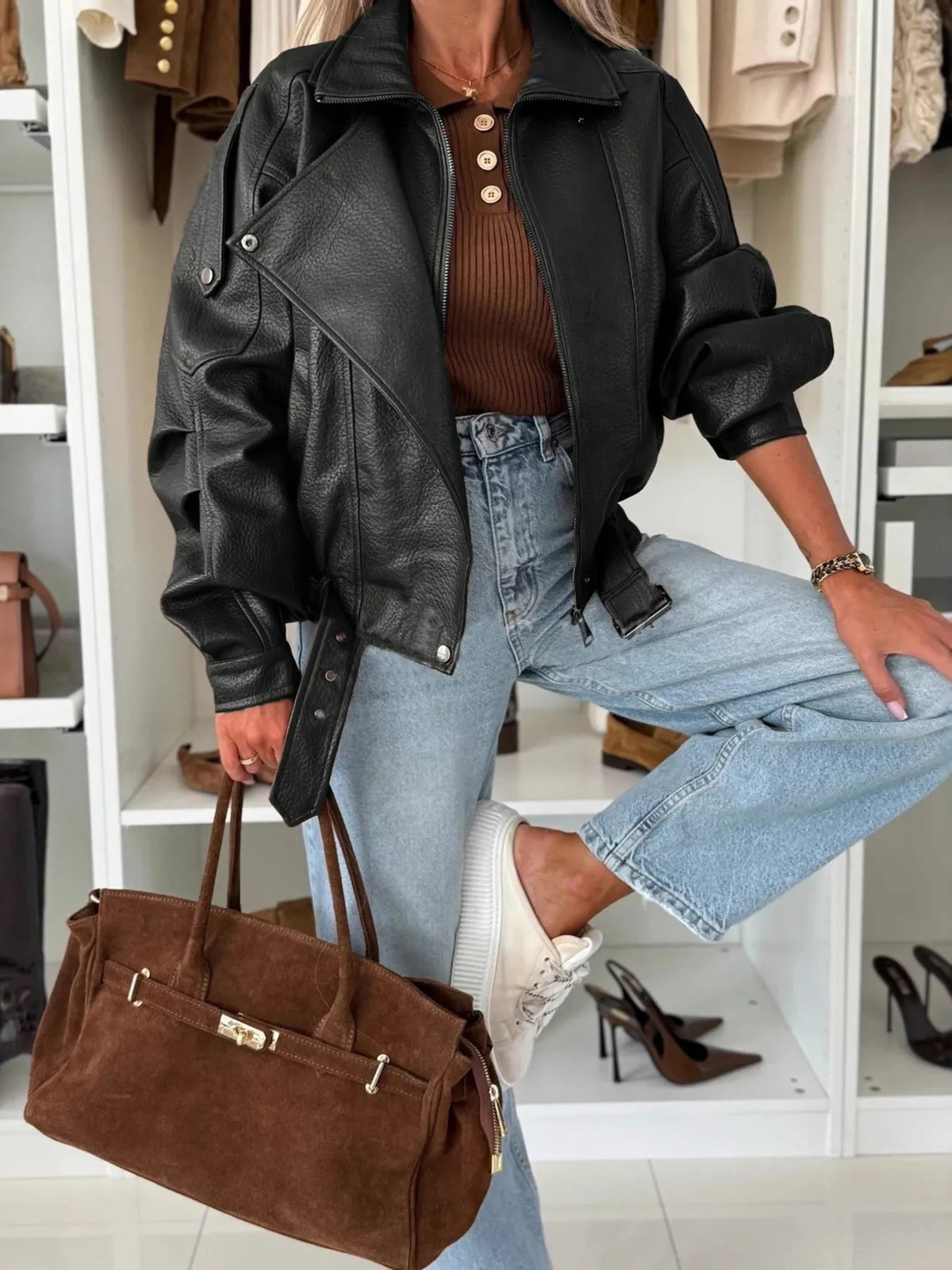 Midnight Avenue Leather Moto Jacket