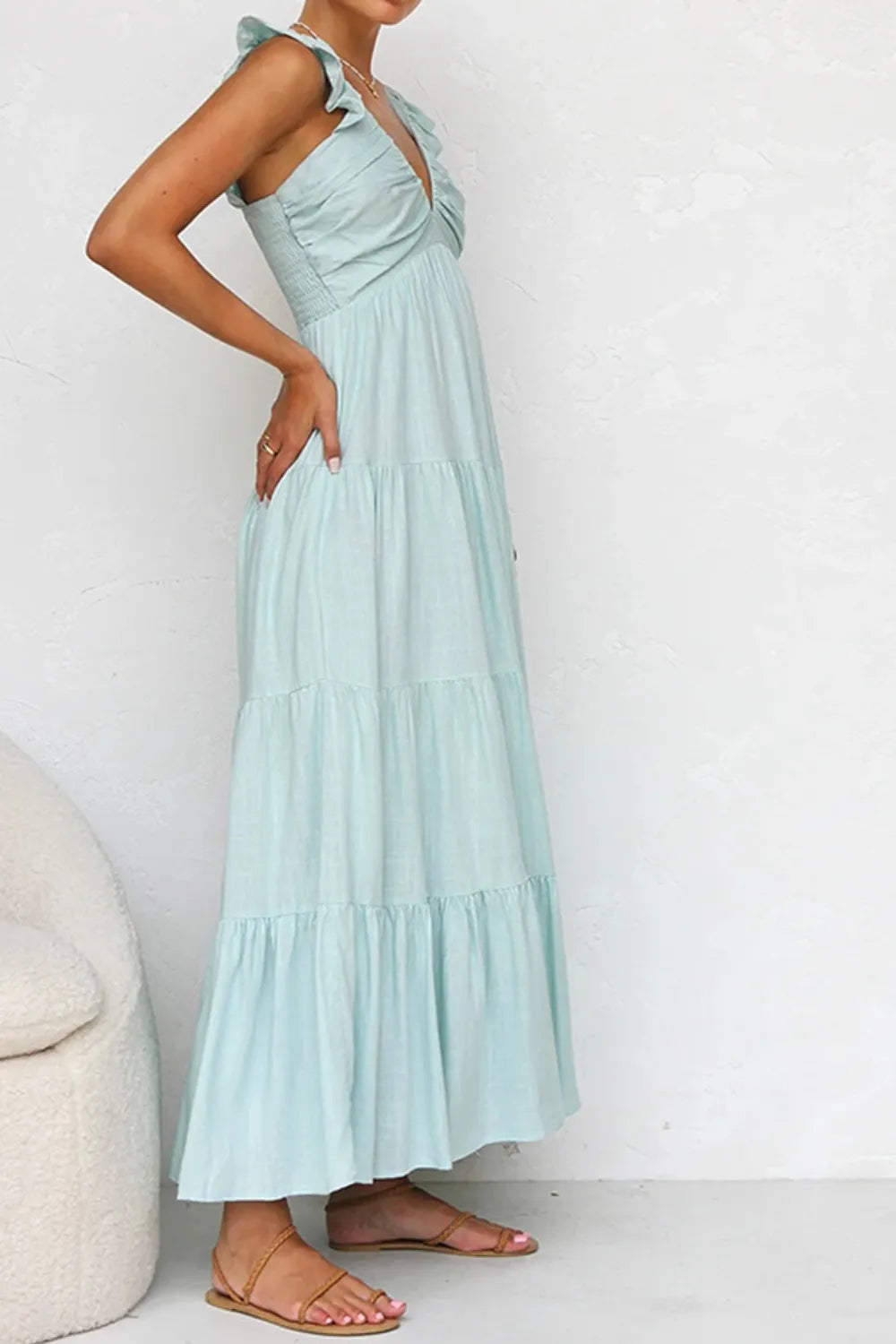 Willow Ruffle V-Neck Tiered Dress