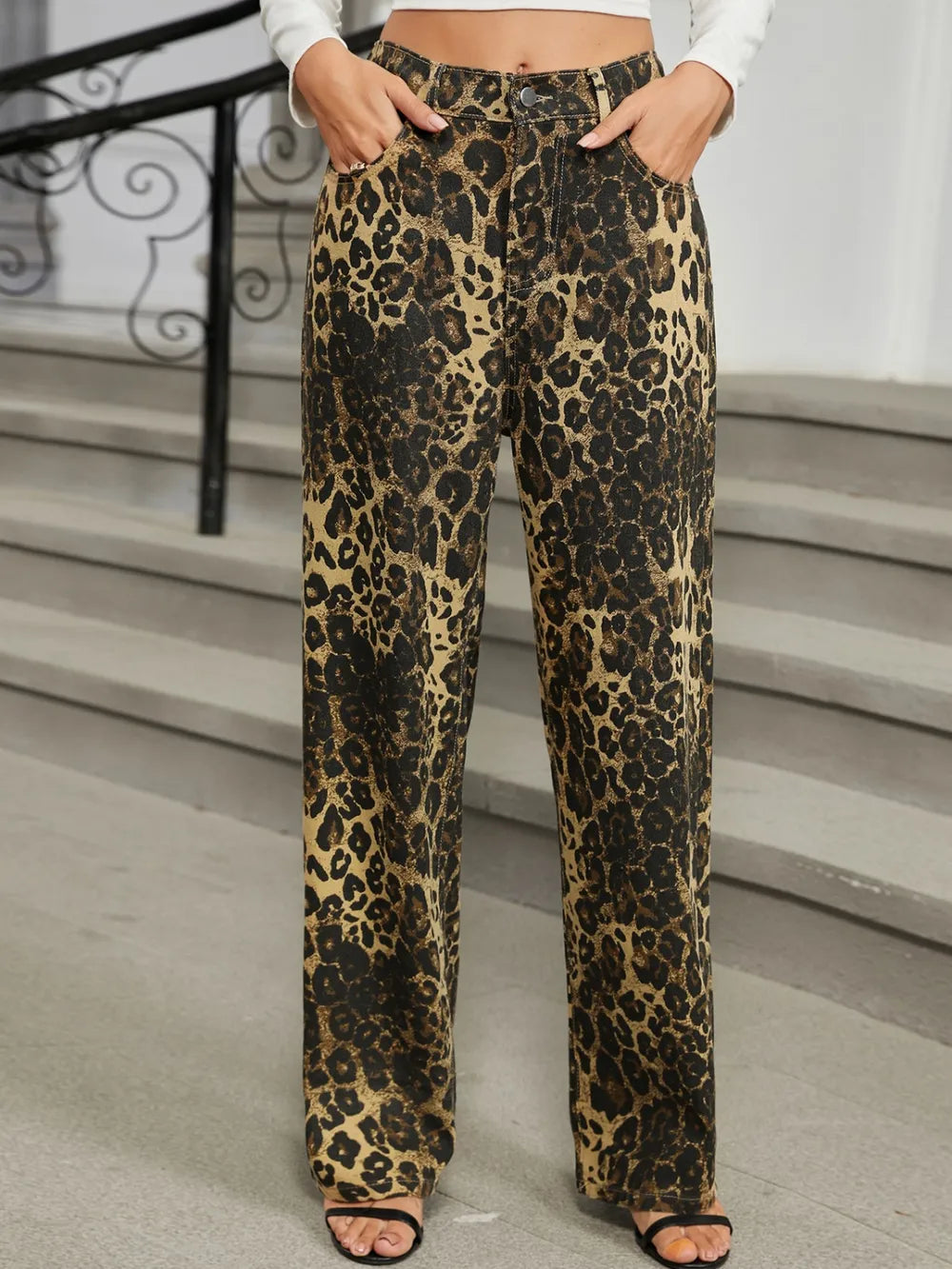 Wild Side Leopard Jeans with Pockets