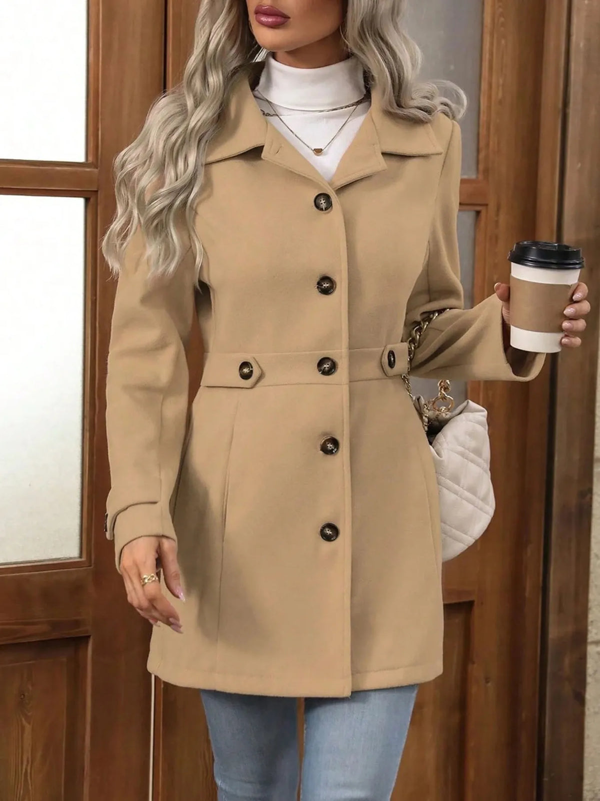 Refined Edge Button Up Long Sleeve Coat
