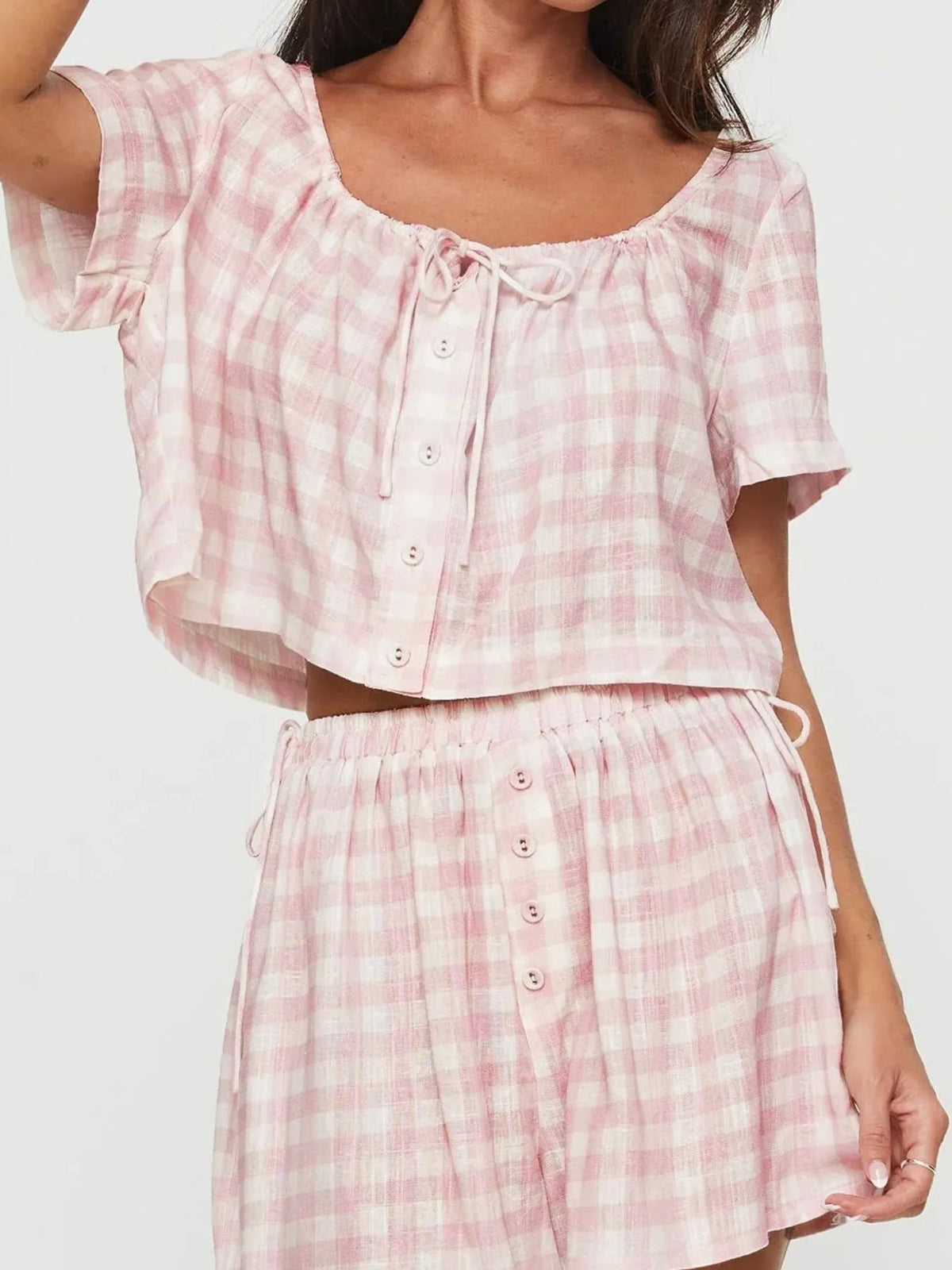 Afternoon Glow Gingham Top & Shorts Set