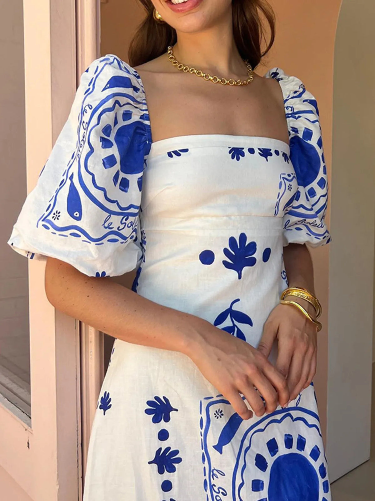 Evening Breeze Puff Sleeve Dress