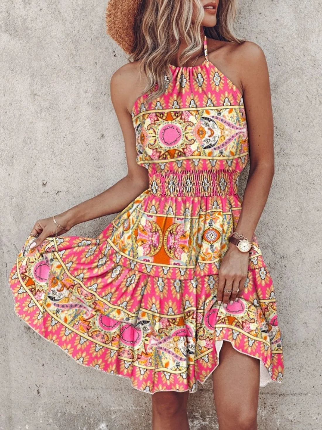 Desert Muse Paisley Halter Mini Dress