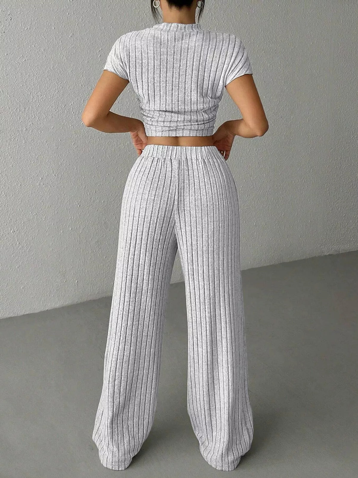 Daily Drift Knit Top & Wide Leg Pants Set