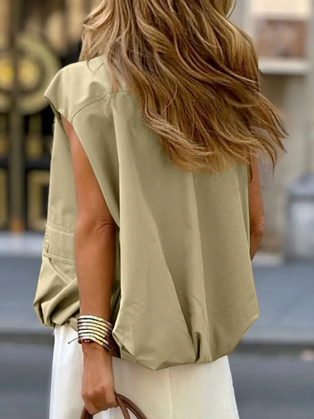 Easy Chic Ruched Hem Zip Up Vest