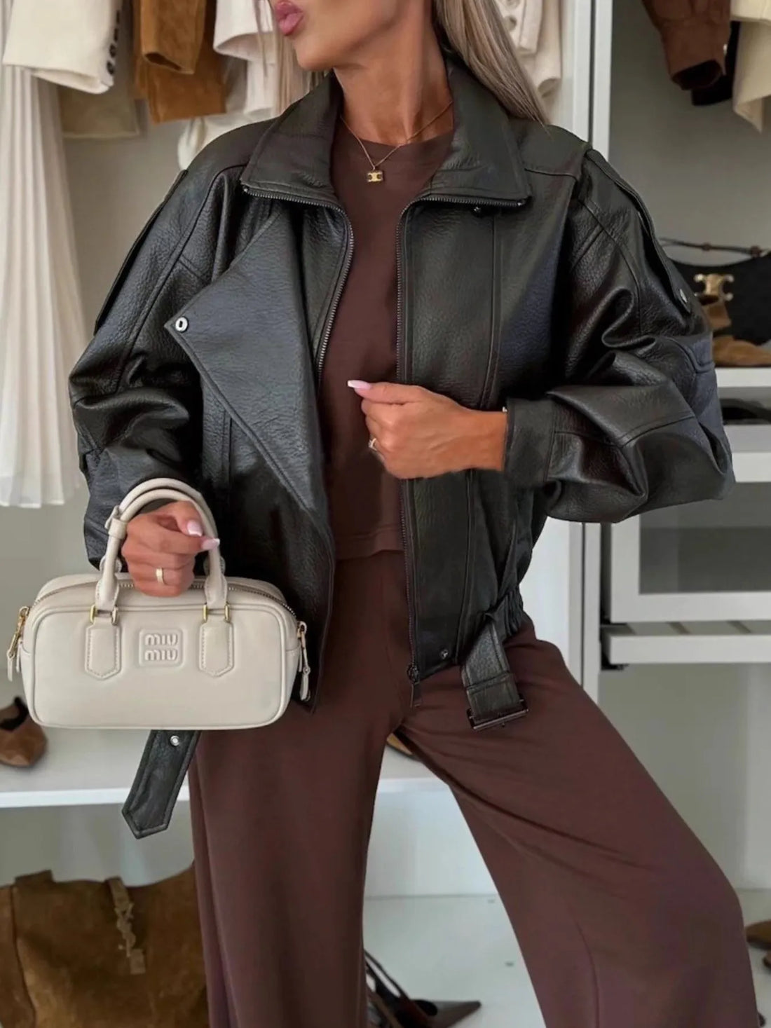 Midnight Avenue Leather Moto Jacket