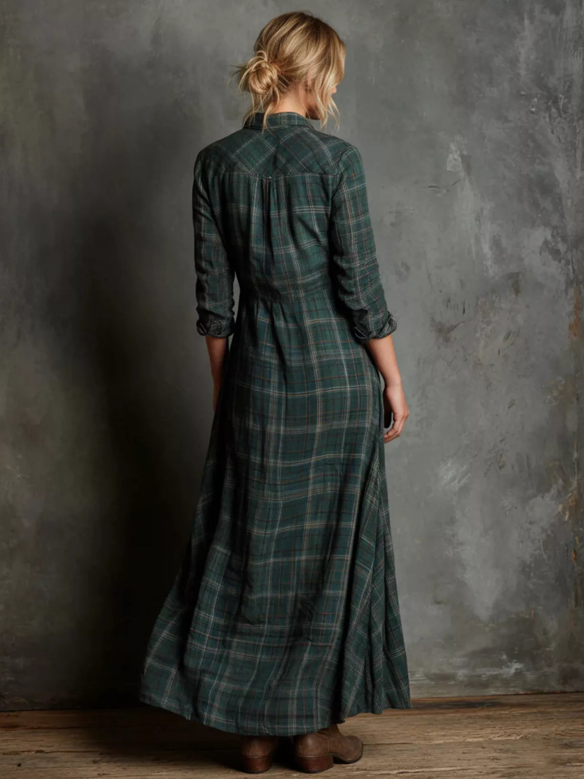 Heritage Flow Plaid Button-Down Dress