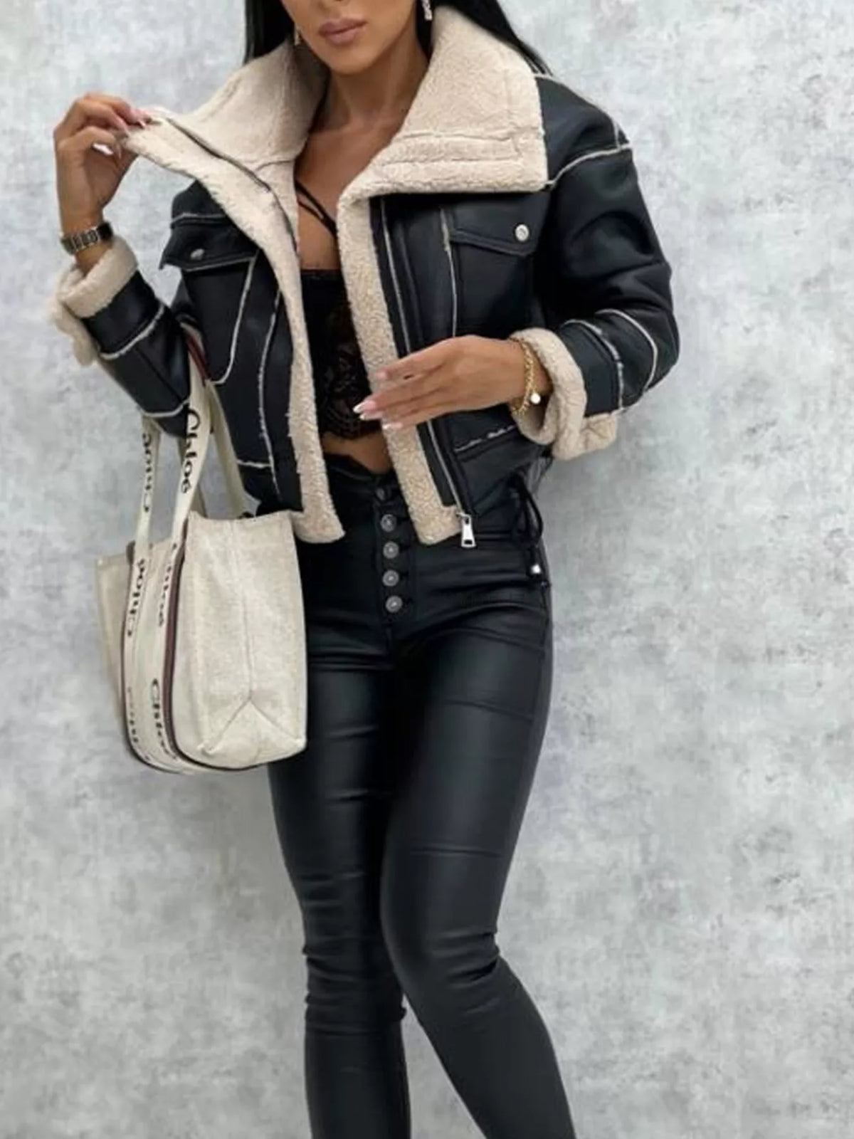 Ridge Contrast Sherpa Cropped Jacket