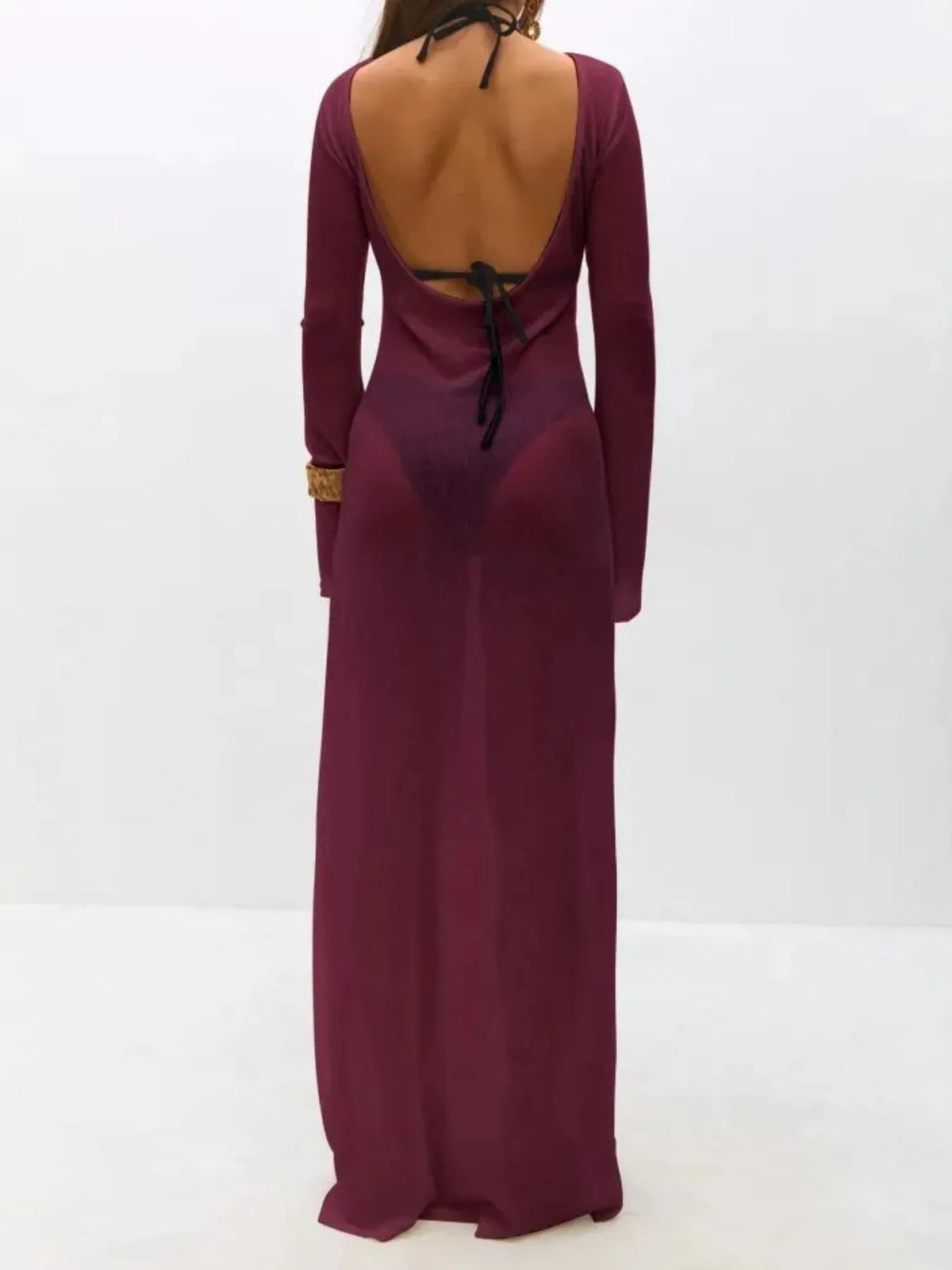 Midnight Drift Backless Maxi Cover-Up