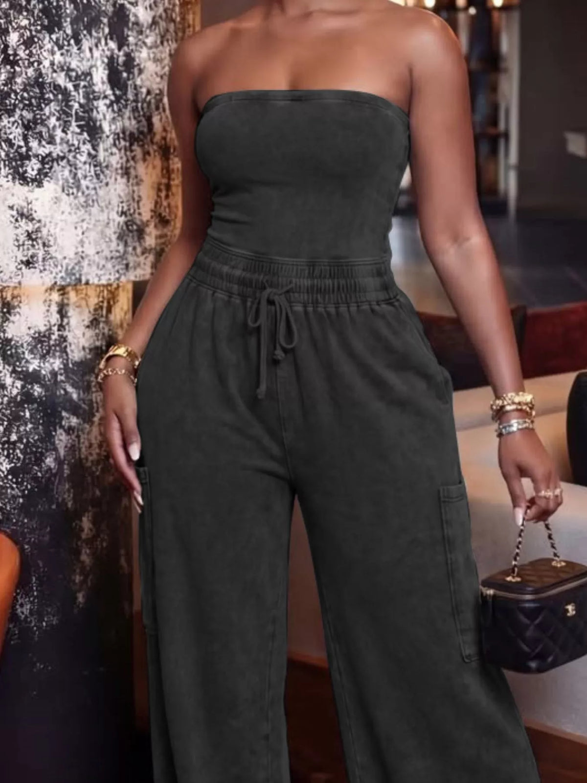 Golden Hour Strapless Wide-Leg Jumpsuit