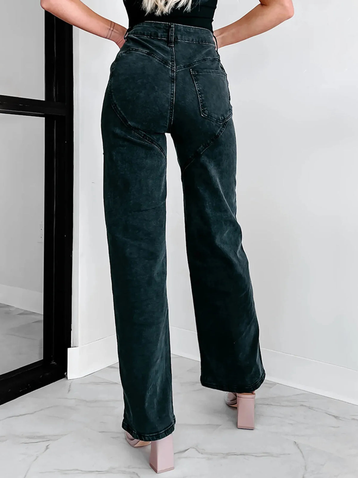 Downtown Drift Distressed Wide-Leg Jeans