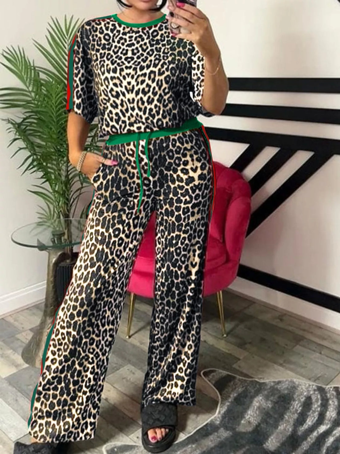 Quiet Luxury Leopard Top & Pants Set