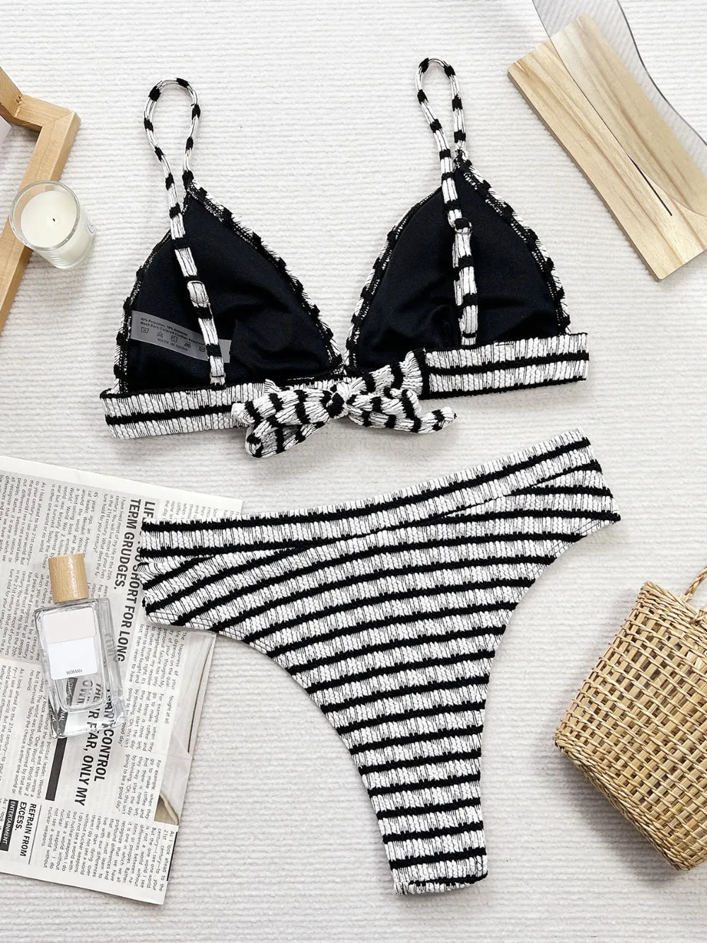 Harbor Stripe V-Neck Two-Piece Swim Set