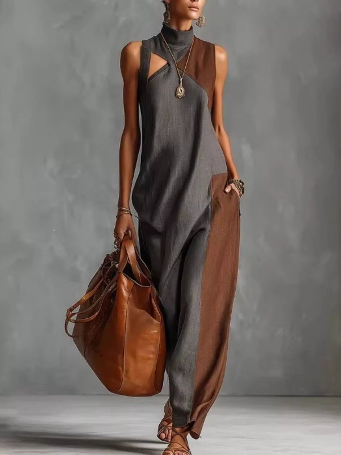 Bold Muse Color Block Sleeveless Maxi Dress Plus Size