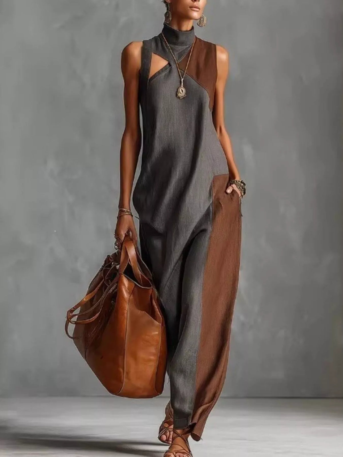 Bold Muse Color Block Sleeveless Maxi Dress Plus Size
