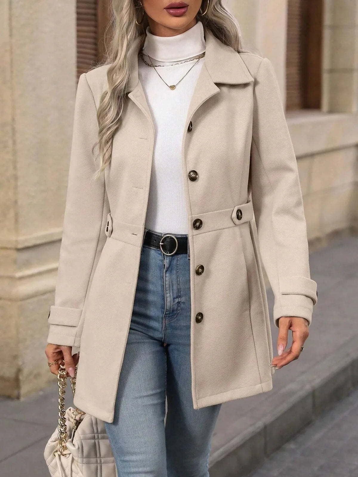 Refined Edge Button Up Long Sleeve Coat