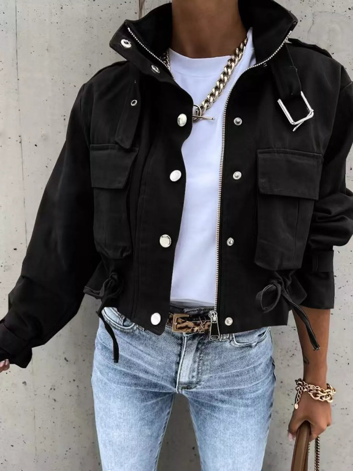 City Siren Snap Down Cropped Jacket