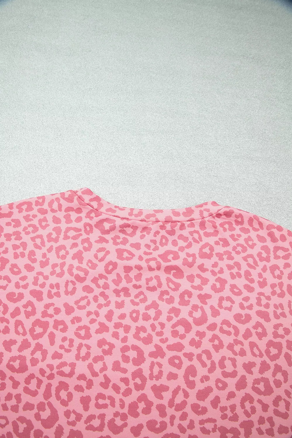 Cozy Corner Leopard Print Two-Piece Set with Side Stripes