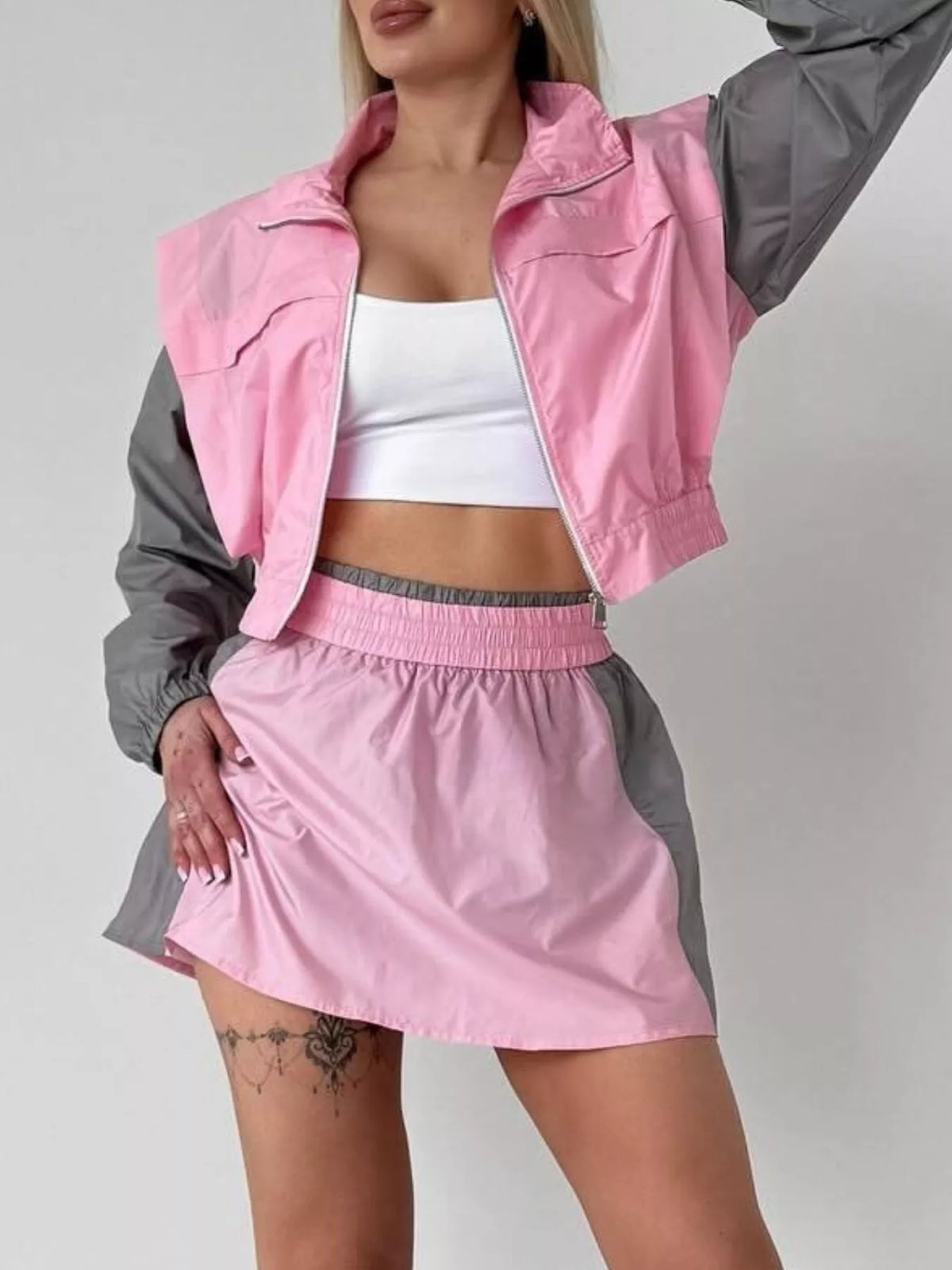 Rebel Color Block Jacket & Skirt Set
